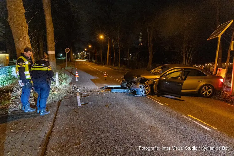 Auto tegen boom gereden in Vogelenzang